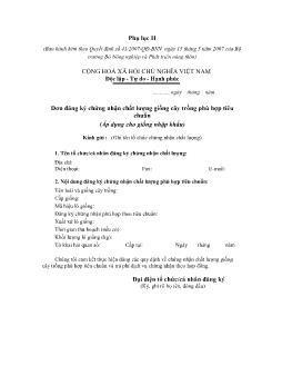 Đơn đăng ký chứng nhận chất lượng giống cây trồng phù hợp tiêu chuẩn (Áp dụng cho giống nhập khẩu)