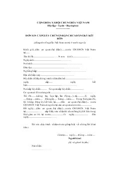 Đơn xin cấp giấy chứng nhận chưa đăng ký kết hôn (dùng cho công dân Việt Nam cư trú ở nước ngoài)