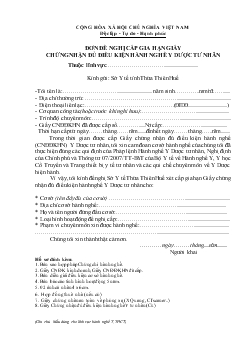 Đơn đề nghị cấp gia hạn giấy chứng nhận đủ điều kiện hành nghề y dược tư nhân