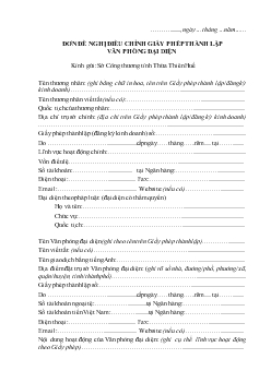 Đơn đề nghị điều chỉnh giấy phép thành lập văn phòng đại diện