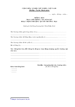 Thông báo thay đổi thông tin đăng ký hoạt động nhượng quyền thương mại