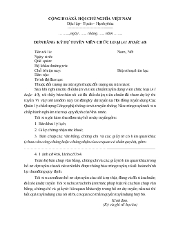Đơn đăng ký dự tuyển viên chức loại (A1 hoặc A0)