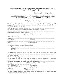 Đơn đề nghị gia hạn và sửa đổi, bổ sung giấy chứng nhận đăng ký quyền xuất khẩu, quyền nhập khẩu