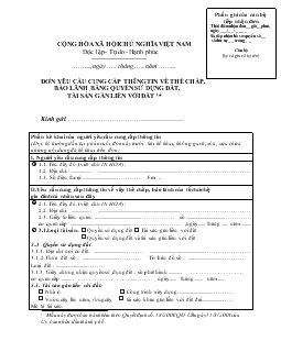 Đơn yêu cầu cung cấp thông tin về thế chấp, bảo lãnh bằng quyền sử dụng đất, tài sản gắn liền với đất