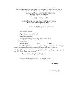Mẫu đơn đề nghị cấp lại giấy phép hoạt động báo áp thấp nhiệt đới, bão, lũ