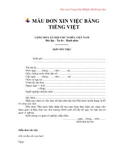 Mẫu đơn xin việc bằng tiếng Việt