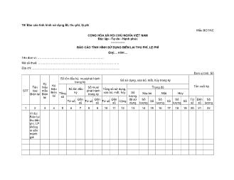 Báo cáo tình hình sử dụng biên lai thu phí, lệ phí