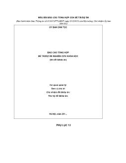 MẪU BÌA BÁO CÁO TỔNG HỢP CỦA ĐỀ TÀI/DỰ ÁN