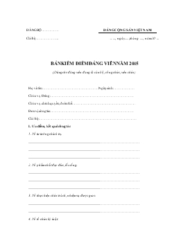 Bản kiểm điểm Đảng viên năm 2015 (dùng cho đảng viên đang là cán bộ, công chức, viên chức)