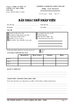 Bản nhắc nhở nhân viên