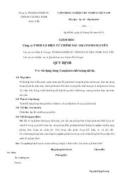 Quy định về việc sử dụng bảng Complain chất lượng nội bộ