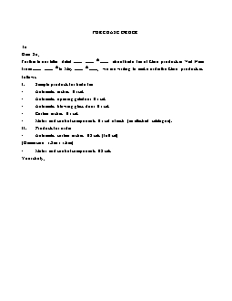Mẫu đơn đặt hàng - Purchase order (tiếng Anh)